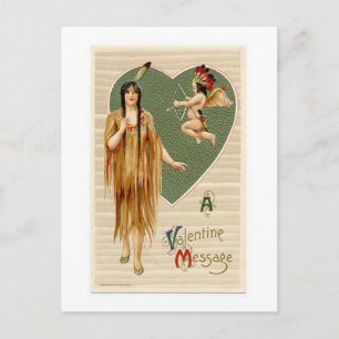 Vintage Native American Valentine Holiday Postcard