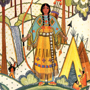Native American Decorative Ceramic Tiles Zazzle Vintage Native American Woman Village Forest Ceramic Tile