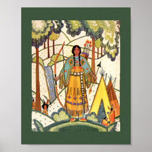 24x36 Giclee Gallery Print, Wall Decor Travel Poster Western Indians in Tribal Dress in Front of Teepees 