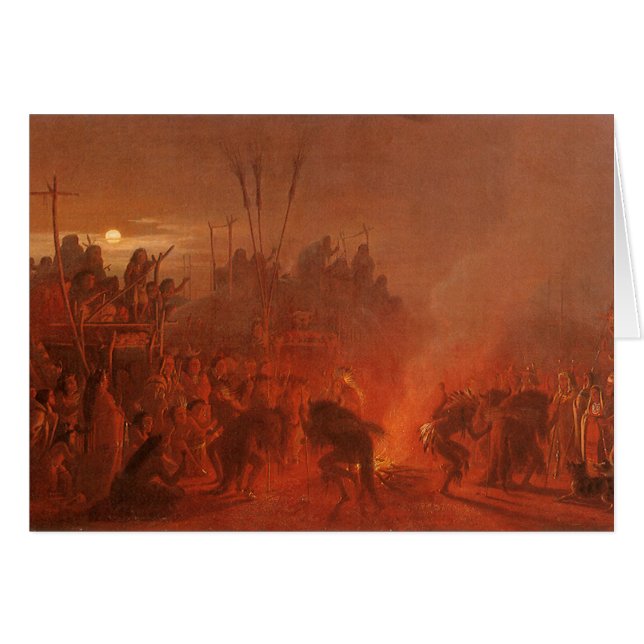 Vintage Native Americans, Buffalo Dance by Wimar Cards (Front Horizontal)