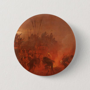 Vintage Native Americans, Buffalo Dance by Wimar Pinback Button