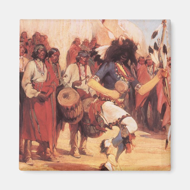 Vintage Native Americans Buffalo Dancer by Cassidy Magnet (Front)