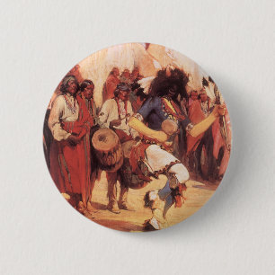 Vintage Native Americans Buffalo Dancer by Cassidy Pinback Button