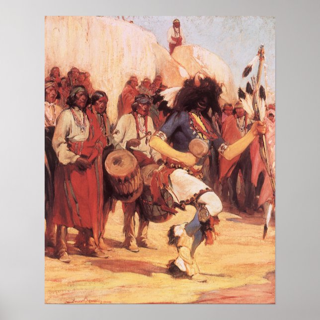 Vintage Native Americans Buffalo Dancer by Cassidy Poster (Front)