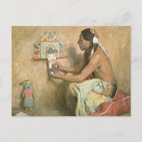 Vintage Native Americans Hopi Katchina by Couse Postcard