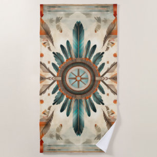 Vintage Native Feather Retro Dream Catcher Pattern Beach Towel