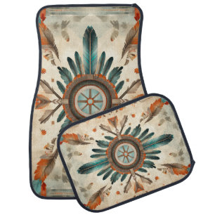 Vintage Native Feather Retro Dream Catcher Pattern Car Floor Mat