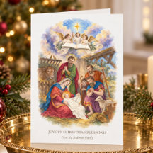 Vintage Nativity & Angels Catholic Christmas