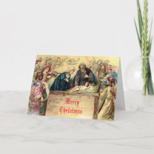 Vintage Nativity & Angels Christmas Holiday Card