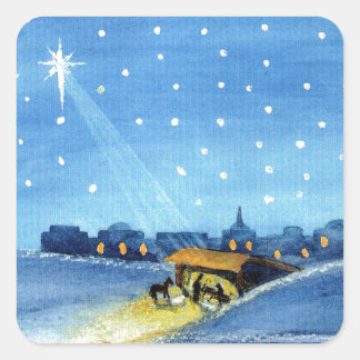 Vintage Nativity Art Square Sticker