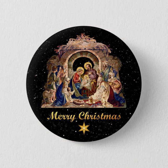Vintage Nativity Button (Front)