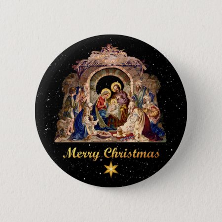 Vintage Nativity Button