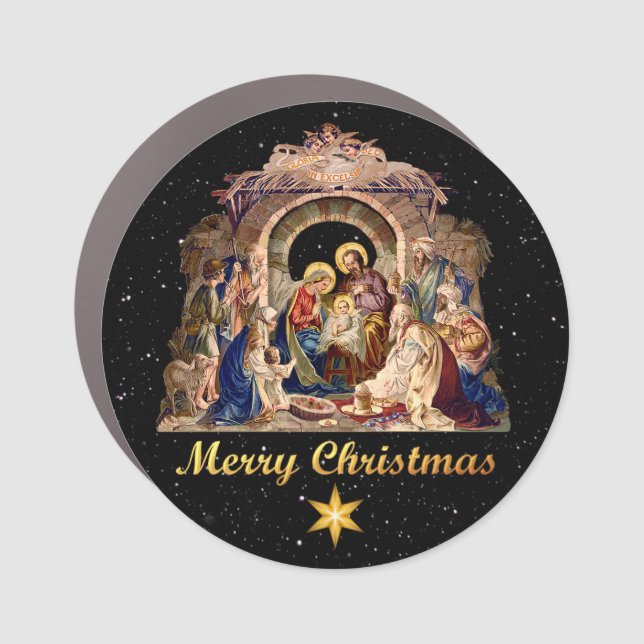 Vintage Nativity Car Magnet (Front)