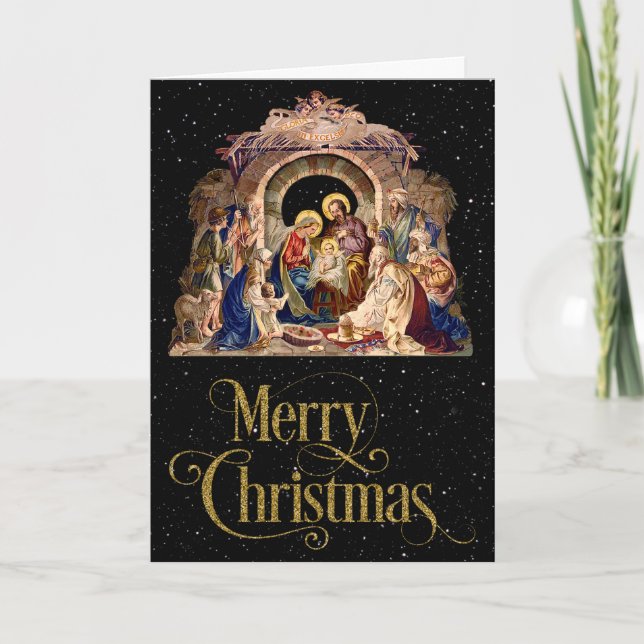 Vintage Nativity Christmas Greeting Card (Front)