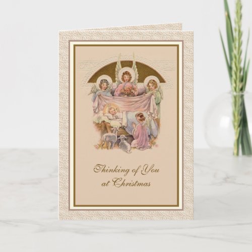 Vintage Nativity Jesus Religious Angels Card