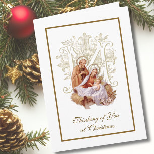 Vintage Nativity Jesus Religious Marian Cross Card