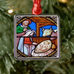 Vintage Nativity Metal Ornament