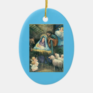 Vintage Nativity Ornament With Poem