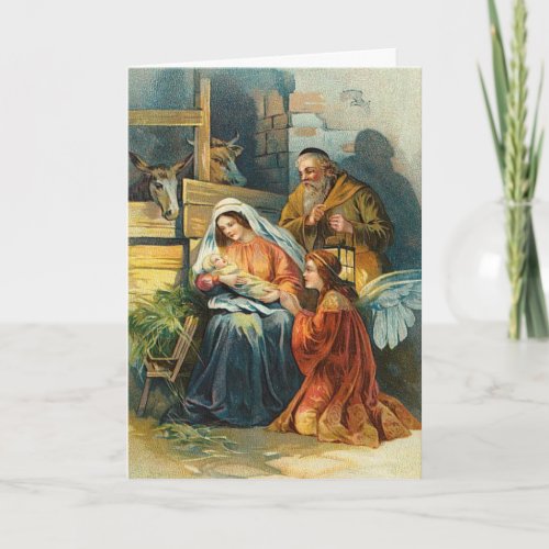 Vintage Nativity Scene Christmas Card