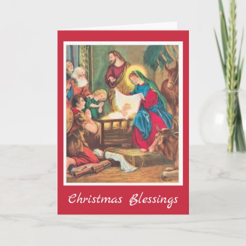 Vintage Nativity Scene Christmas Card