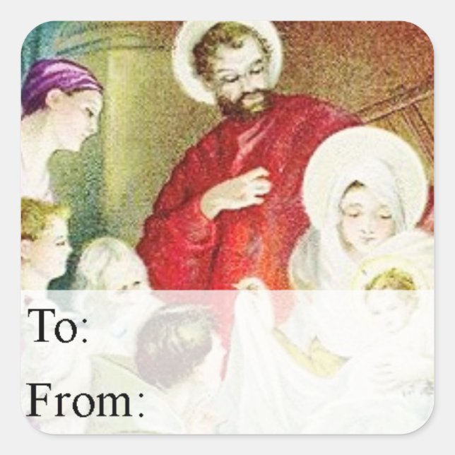 Vintage Nativity Scene Christmas Gift Tag (Front)