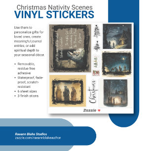 Vintage Nativity Scene Christmas Vinyl Stickers
