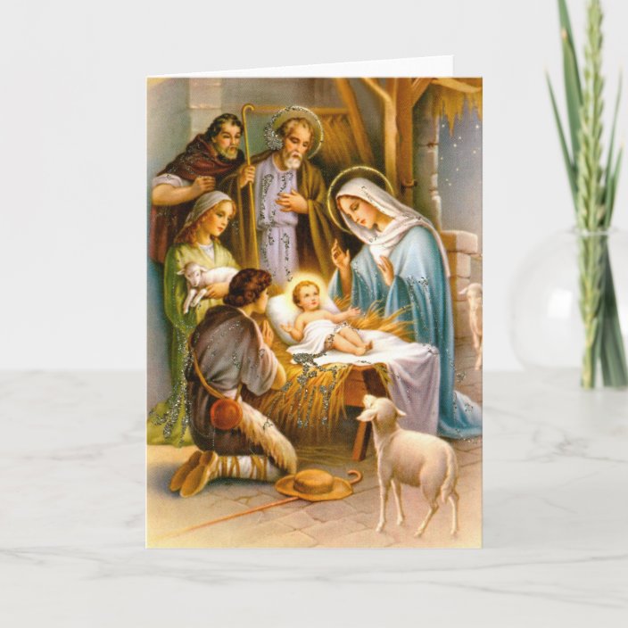 Vintage nativity scene holiday card | Zazzle.com