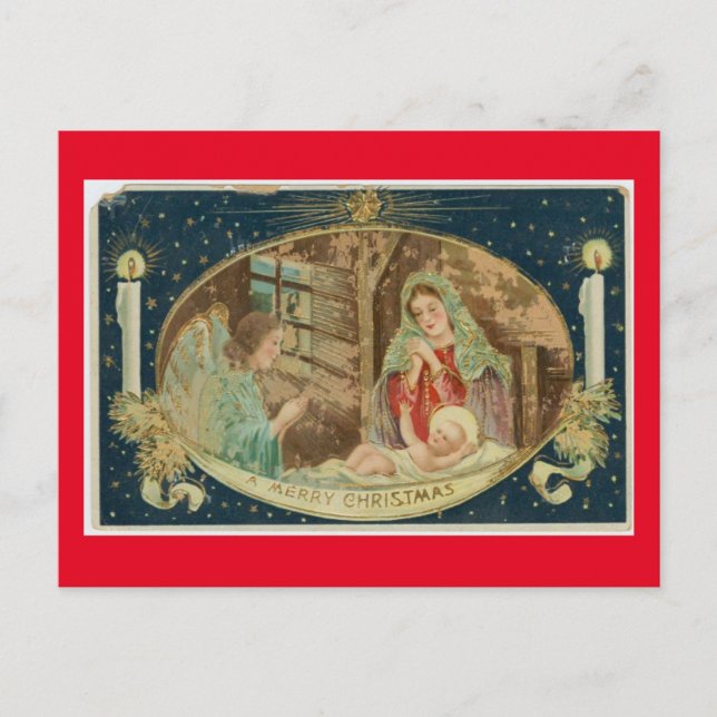 VINTAGE NATIVITY SCENE POSTCARD (Front)