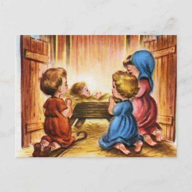 Vintage Nativity Scene Postcard (Front)