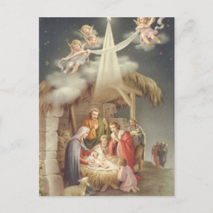 Vintage Nativity Scene Postcard | Zazzle