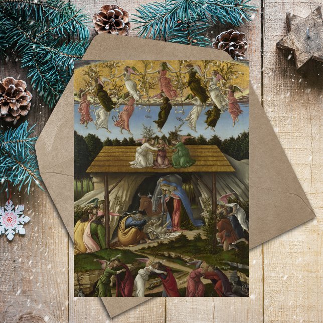 Vintage Nativity Scene Sandro Botticelli Christmas Holiday Postcard (Mystic Nativity by Sandro Botticelli Vintage Religious Christian Catholic Christmas Holiday Postcard)