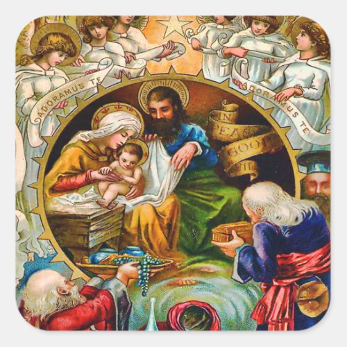 Vintage Nativity Scene Sticker