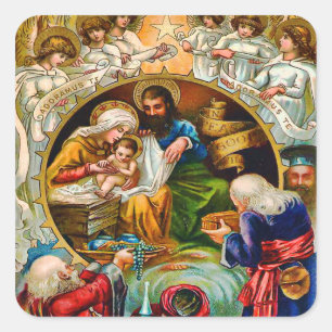 Vintage Nativity Scene Sticker