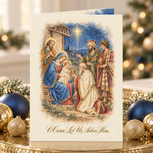 Vintage Nativity Three Wise Men Scripture Holiday Card