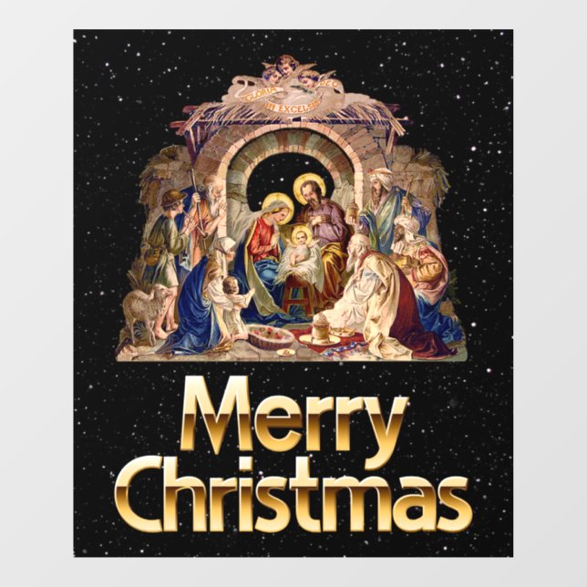 Vintage Nativity Window Cling (Sheet)