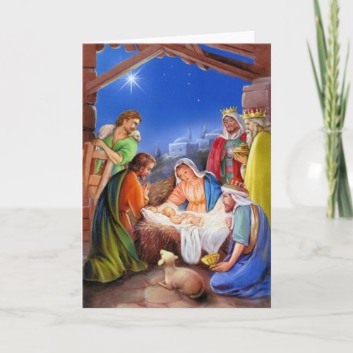 Vintage nativity x_mas holiday card