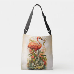 Vintage Natural Flower Flamingos Paradise Crossbody Bag