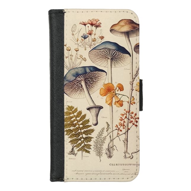 Vintage Naturalist Mushroom iPhone Wallet Case (Front)
