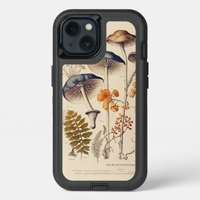 Vintage Naturalist Mushroom Otterbox iPhone Case (Back)