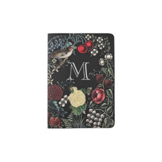 Vintage Nature Floral Frame Monogram Passport Holder