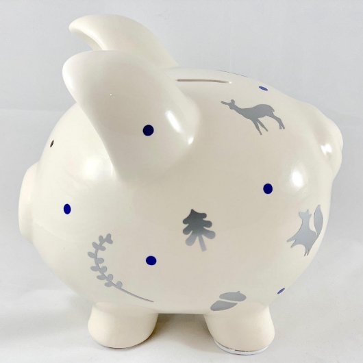 Vintage Nature Woodland Ceramic Piggy Bank (Back)