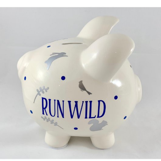 Vintage Nature Woodland Ceramic Piggy Bank (Front)