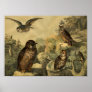 Vintage Nature's Wonders Owls in Forest Art Deco Poster