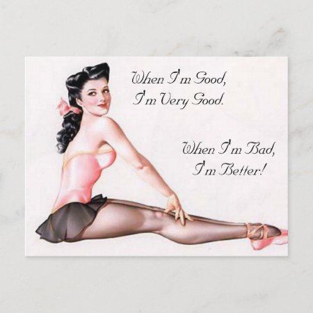 Vintage Naughty Ballerina Pin Up Girl Postcard
