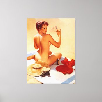 Vintage Naughty Beach Beauty Pin Up Girl Canvas by VintageBeauty at Zazzle