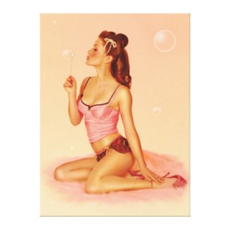 Vintage Naughty Bubbly Pin Up Girl Canvas