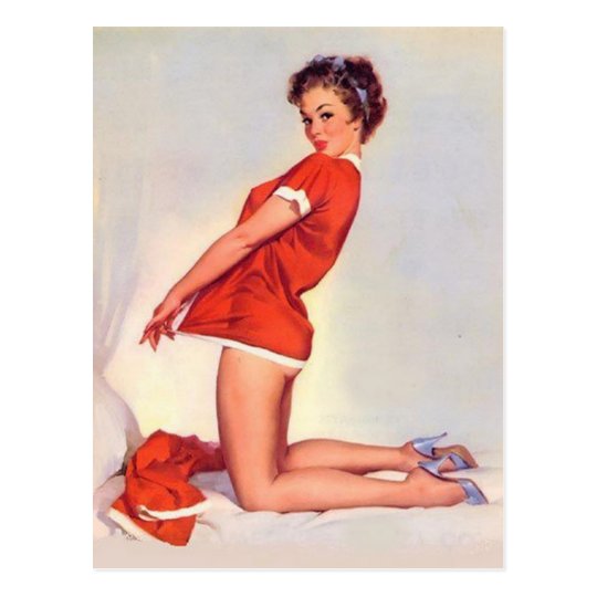 Vintage Naughty Christmas Pin Up Girl Postcard