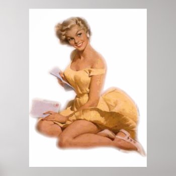 Vintage Naughty Classic Blond Pin Up Girl Poster by VintageBeauty at Zazzle