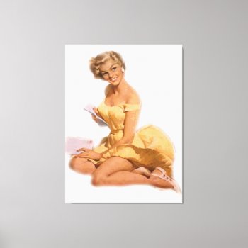 Vintage Naughty Classic Blonde Pin Up Girl Canvas by VintageBeauty at Zazzle