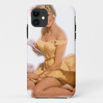 Vintage Naughty Classie Blonde Pin Up Girl Iphone 11 Case by VintageBeauty at Zazzle
